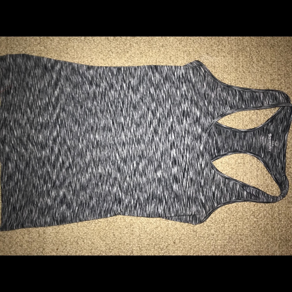90 Degree by Reflex Grey and white workout top